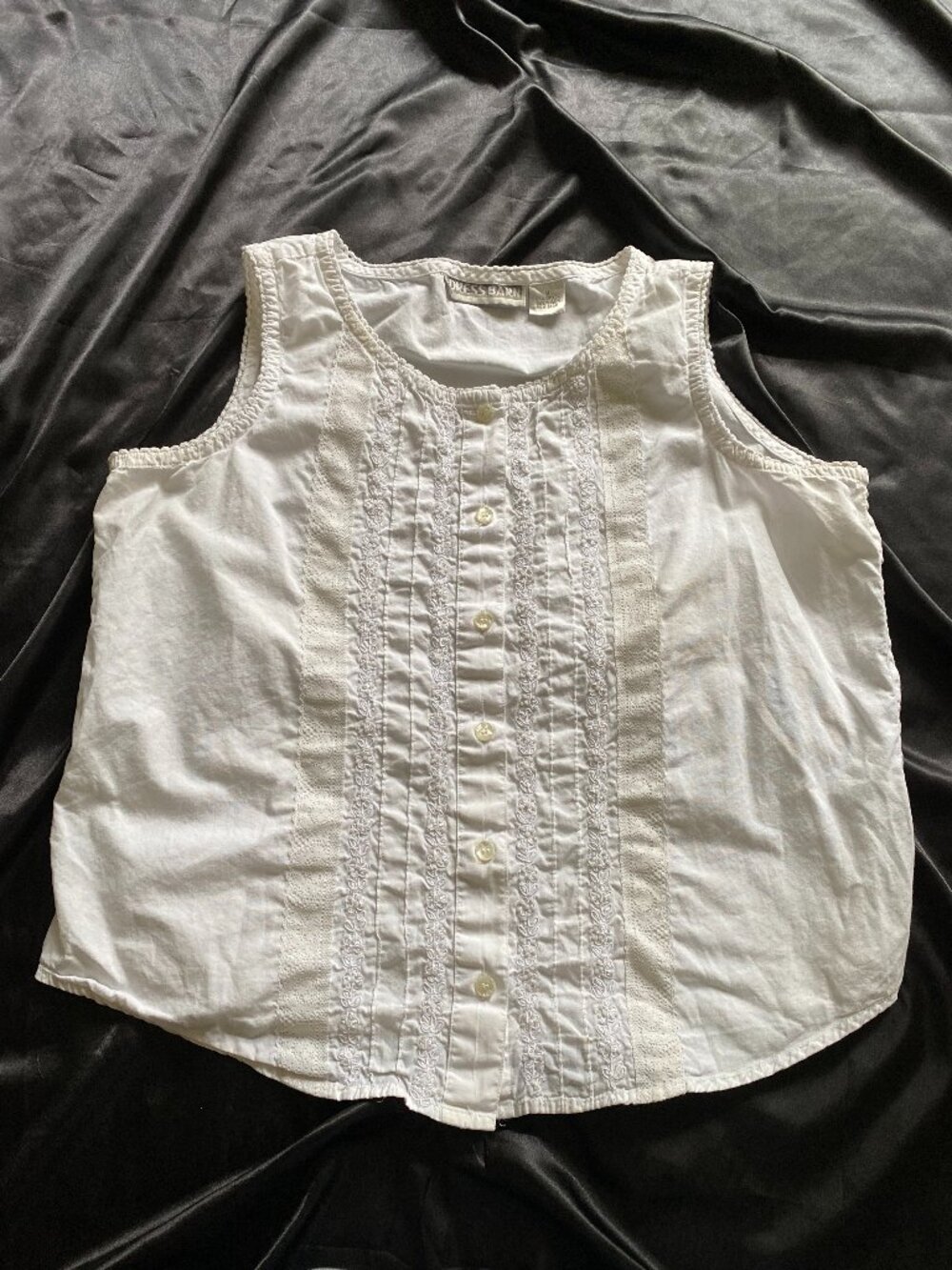 Vintage 1990s 100% Cotton White Crochet Lace Tank Heirloom Boho Victorian Medium